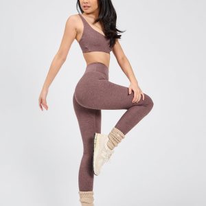 Heliovara Heathered Sports Bra - Mocha Berry