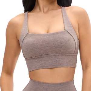 Heliovara Heather Square Neck Sports Bra - Grit