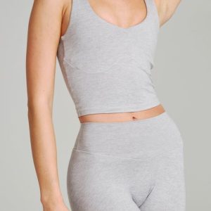 Heliovara Heather V Neck Tank - Heather Grey