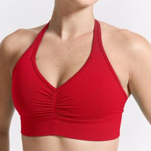 Halter Seamless Sports Bra - Salsa Red