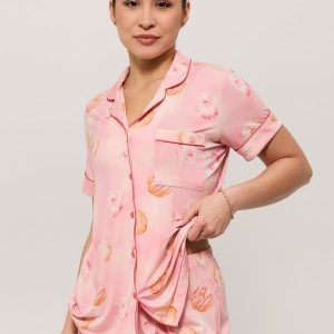 Pajama Shorts Set - Donut Print