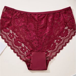 Lace Sexy Low-Rise Briefs - Red