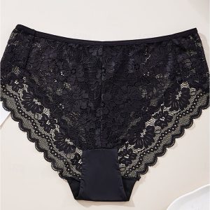 Lace Sexy Low-Rise Briefs - Black