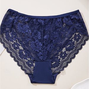 Lace Sexy Low-Rise Briefs - Navy Blue