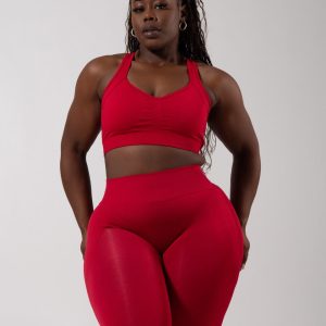 Heliovara Seamless Sports Bra - Heather Lipstick Red